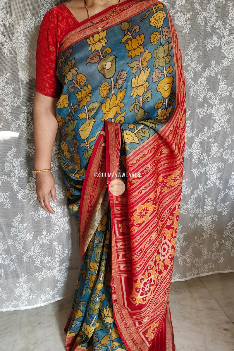 Utkalamkari Pen Kalamkari On Odisha Mulberry Silk Saree